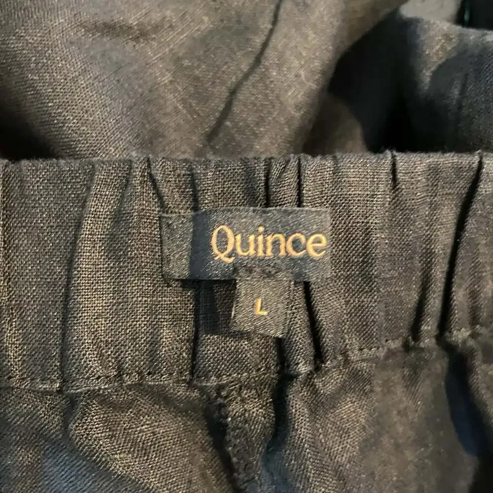 Quince European Linen Tapered Ankle Pants Black Large L